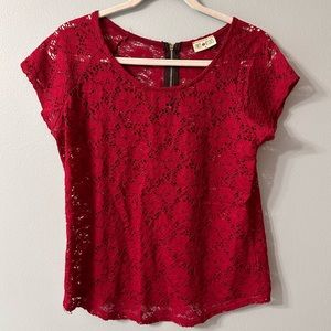 Red Lace Sexy Top Size Medium Free Kisses